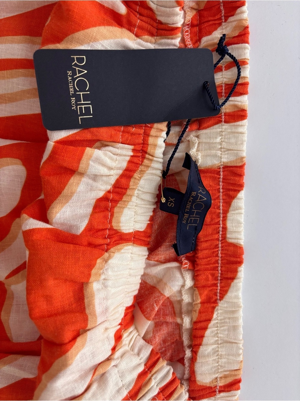 Rachel Rachel Roy Linen Blend Abstract Print Maxi Skirt Orange Cream NWT XS - Picture 3 of 4